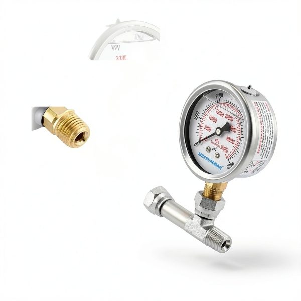 MEASUREMAN Pressure Gauge Assembly 1/4" NPT 0-5000 PSI Glycerin Filled-4