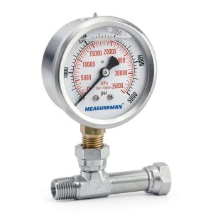 MEASUREMAN Pressure Gauge Assembly 1/4" NPT 0-5000 PSI Glycerin Filled-0