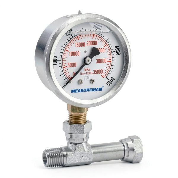 MEASUREMAN Pressure Gauge Assembly 1/4" NPT 0-5000 PSI Glycerin Filled-0
