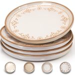 Artena Salad Plates Set Of 4, 8.5 Inch Embossed Ceramic Dinner Plates-0